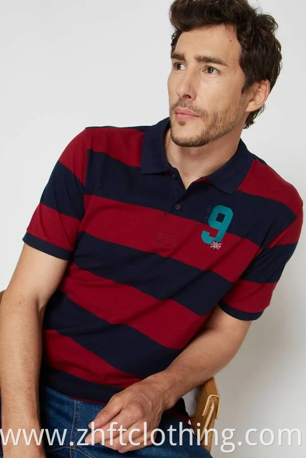 Mens Casual Yarn Dye Stripes Polo